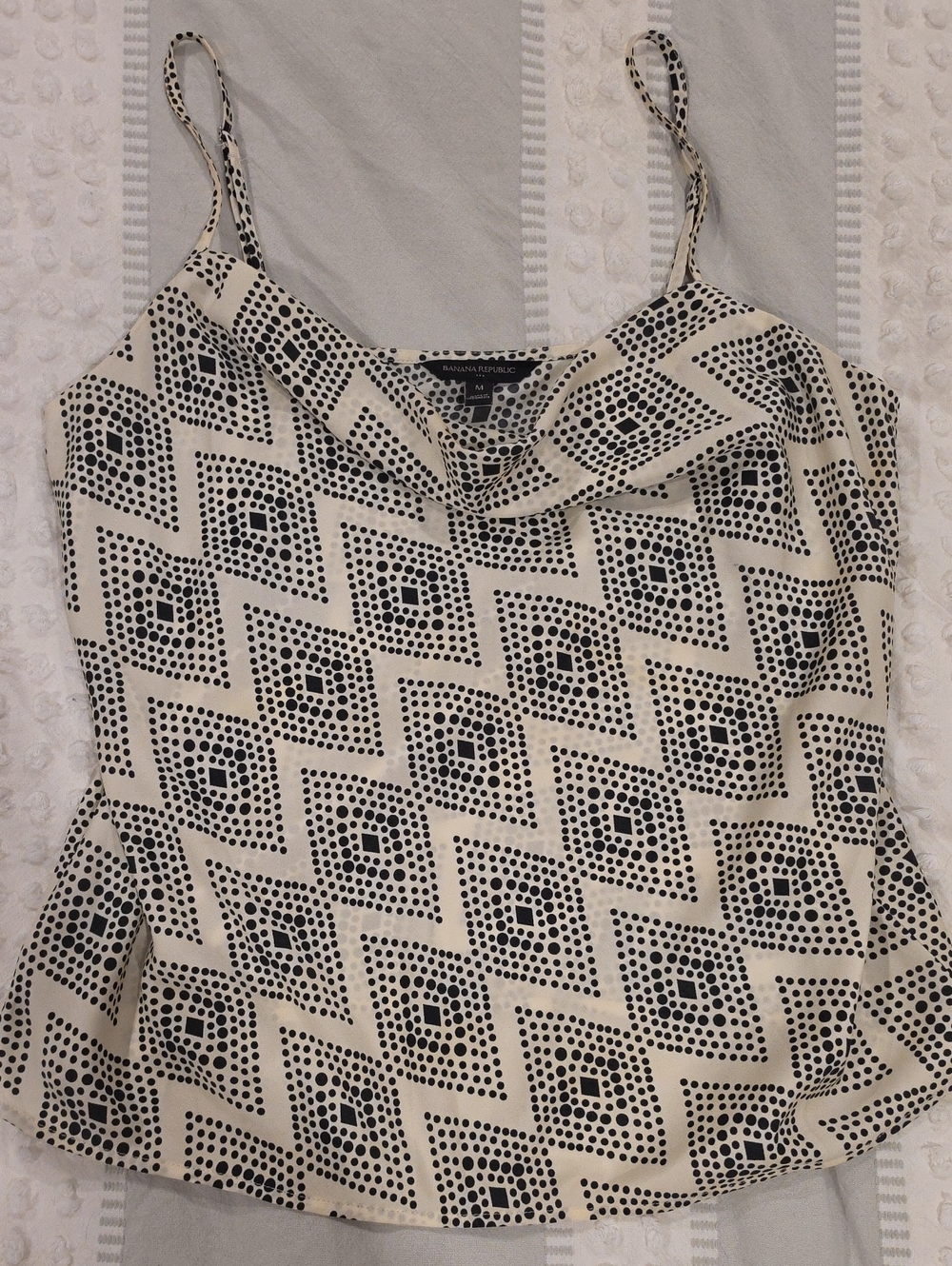 Banana Republic Black & Cream Geometric Dot Cowl Cami